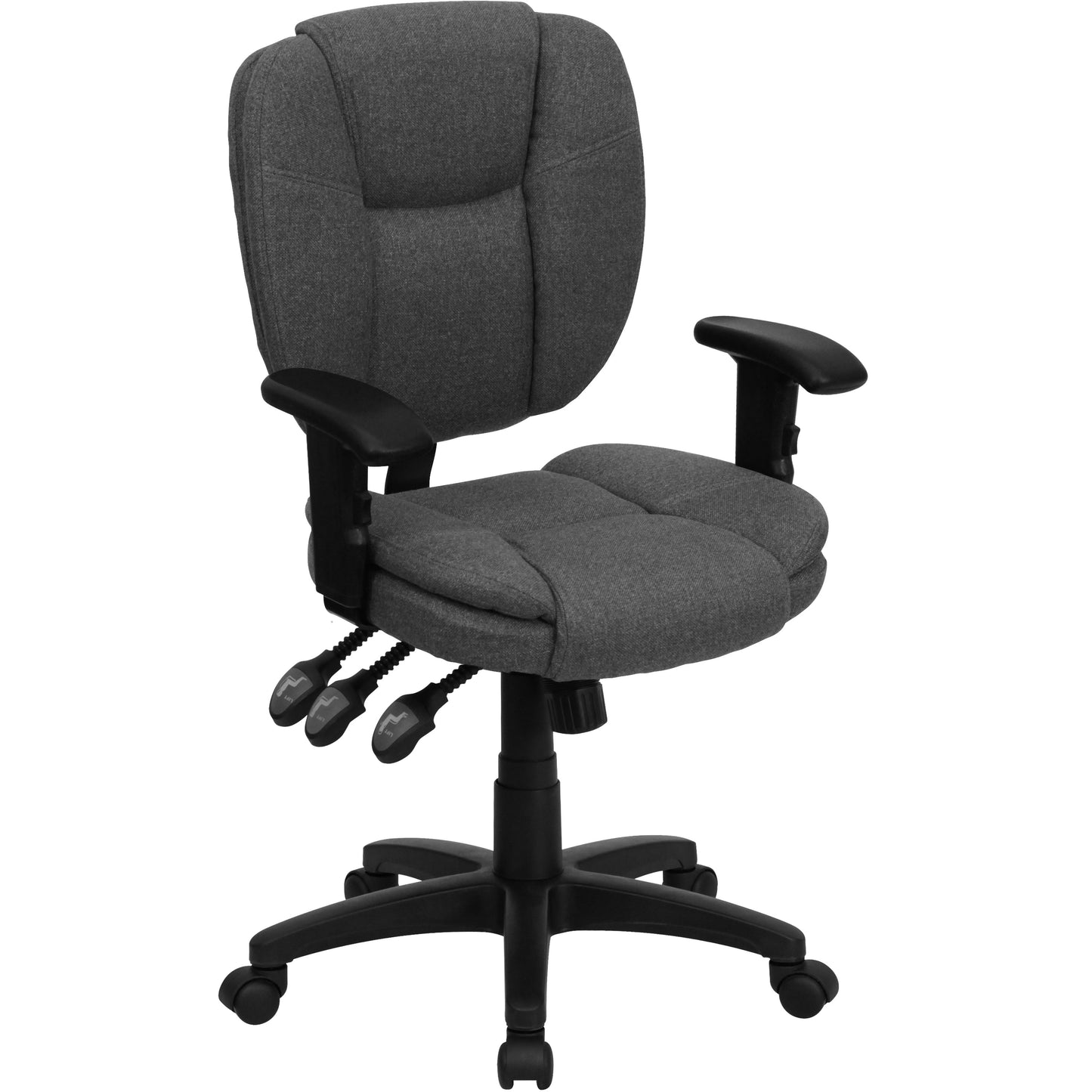 Gray Mid-Back Fabric Chair GO-930F-GY-ARMS-GG