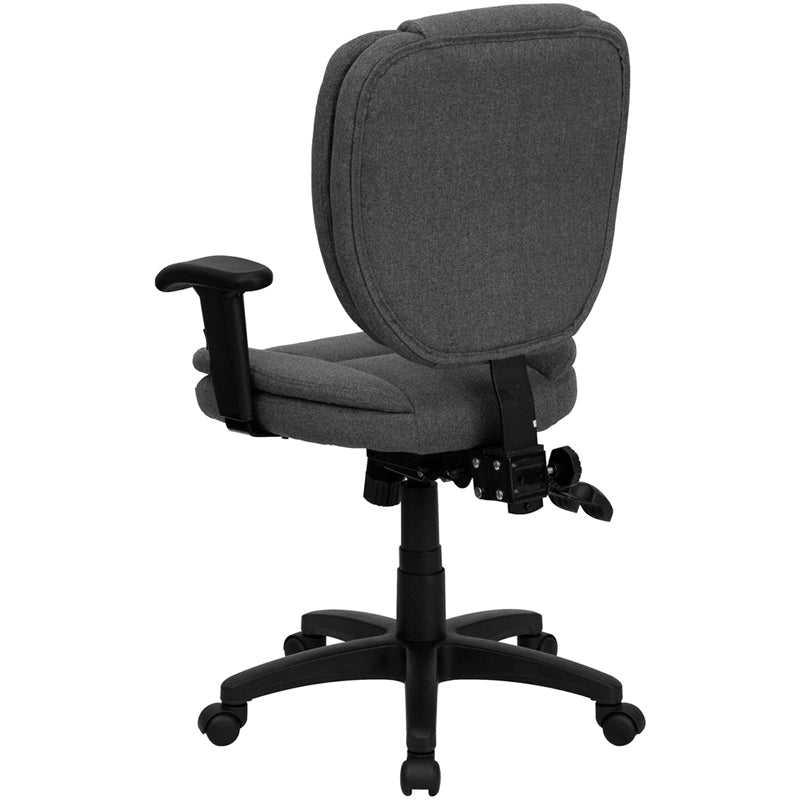 Gray Mid-Back Fabric Chair GO-930F-GY-ARMS-GG