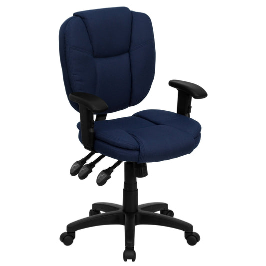 Navy Mid-Back Fabric Chair GO-930F-NVY-ARMS-GG