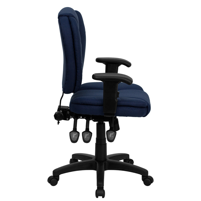 Navy Mid-Back Fabric Chair GO-930F-NVY-ARMS-GG