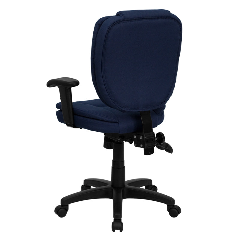 Navy Mid-Back Fabric Chair GO-930F-NVY-ARMS-GG