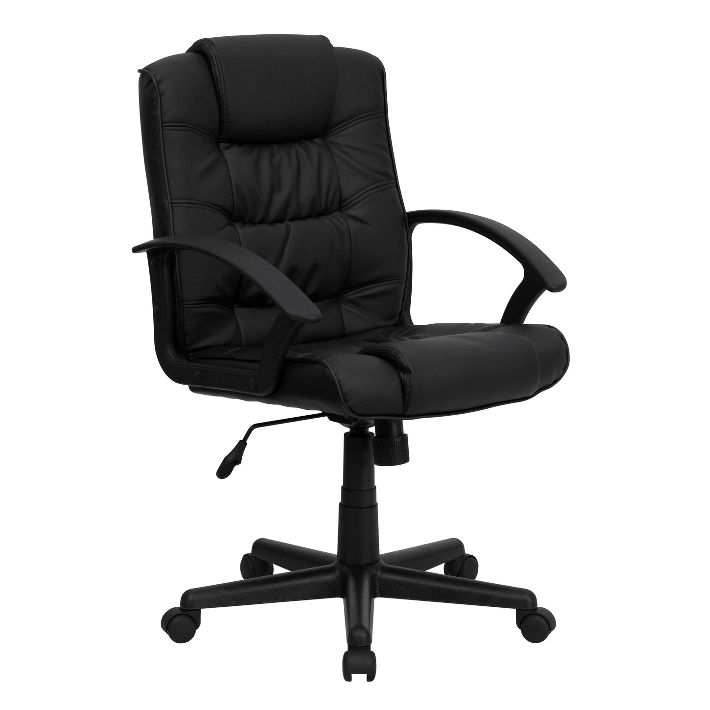 Black Mid-Back Task Chair GO-937M-BK-LEA-GG