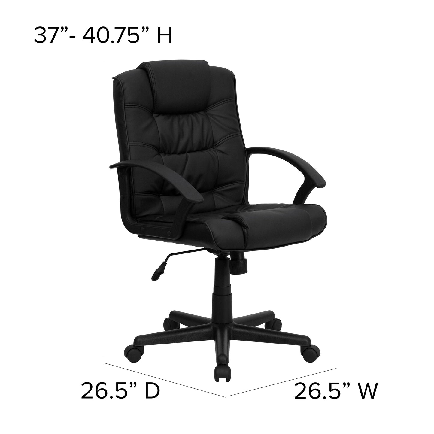 Black Mid-Back Task Chair GO-937M-BK-LEA-GG