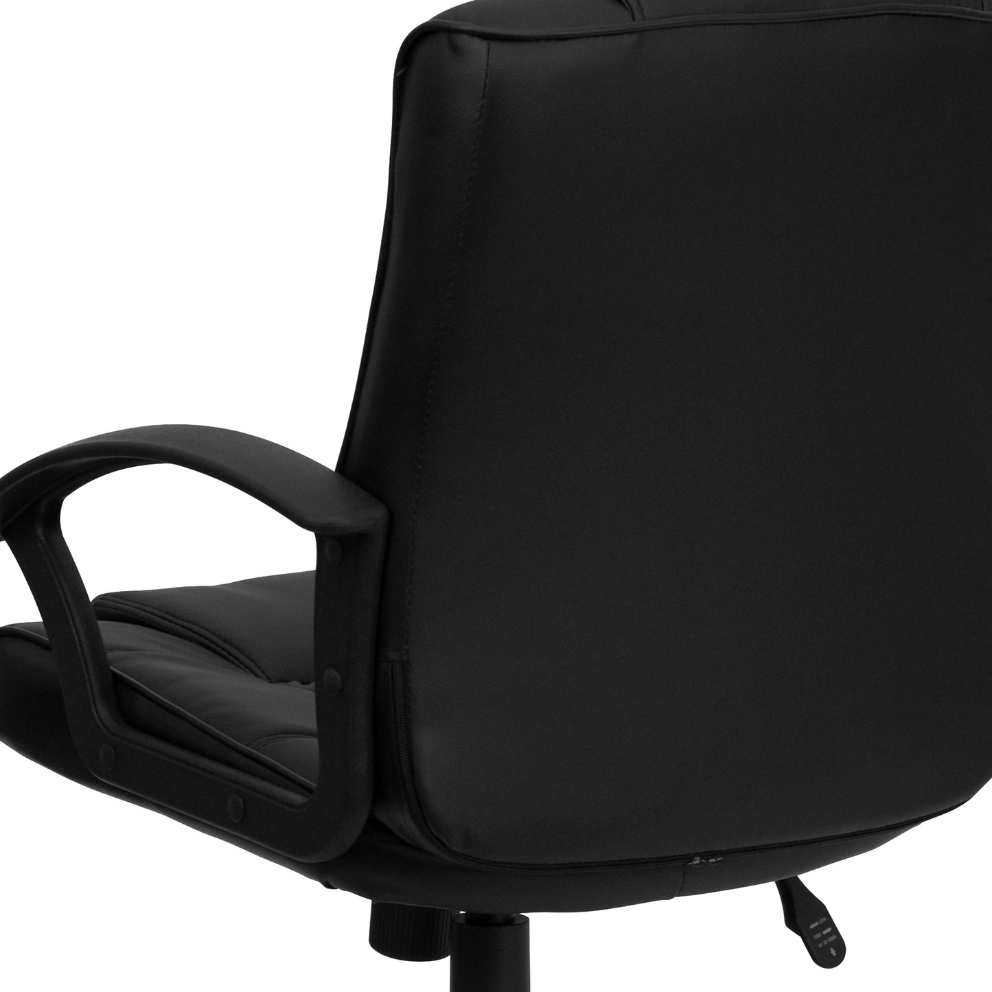 Black Mid-Back Task Chair GO-937M-BK-LEA-GG