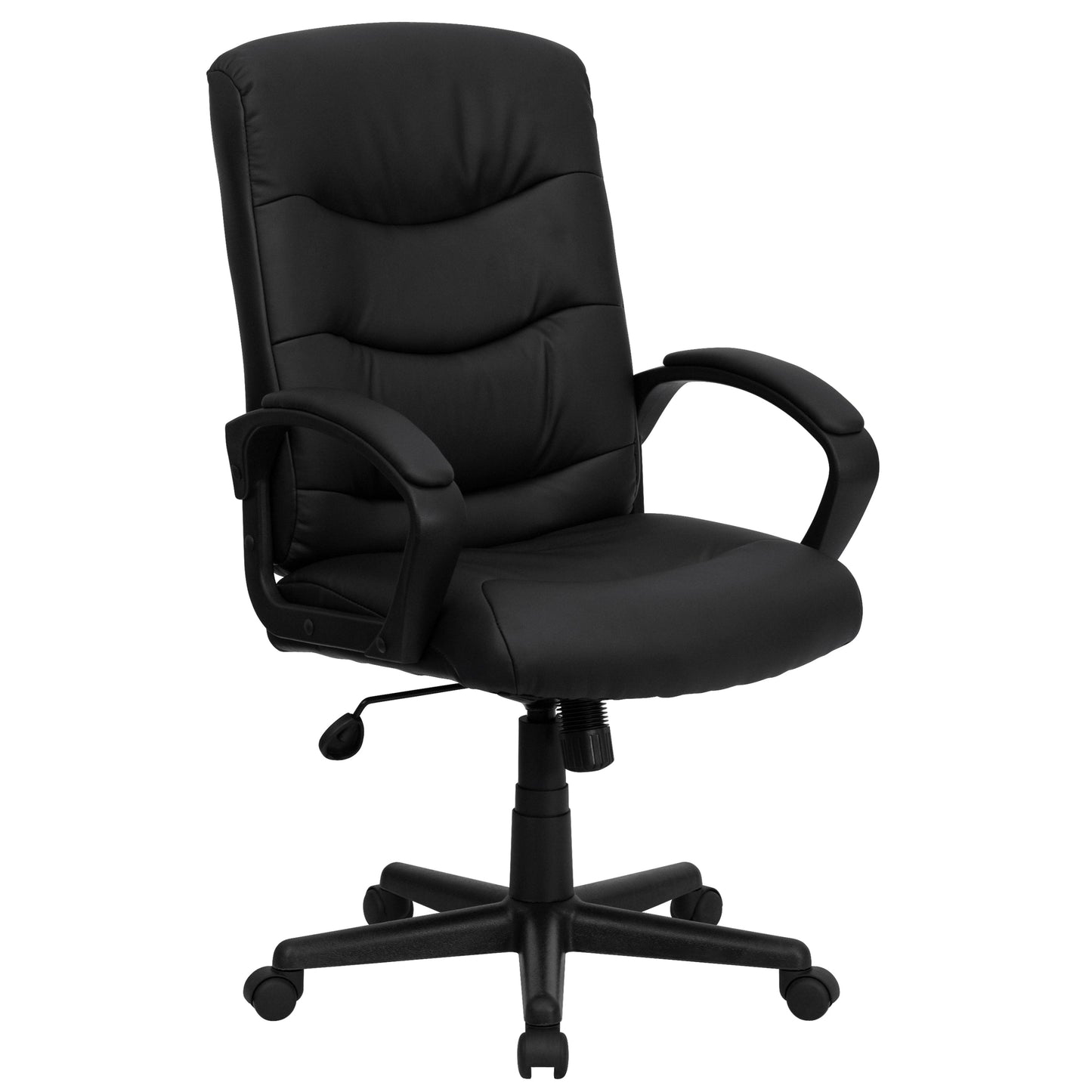 Black Mid-Back Task Chair GO-977-1-BK-LEA-GG