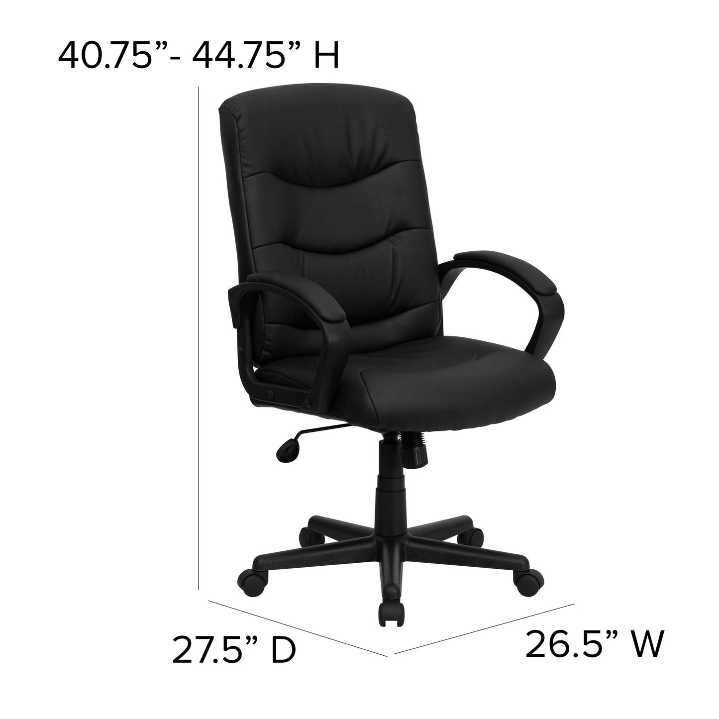 Black Mid-Back Task Chair GO-977-1-BK-LEA-GG