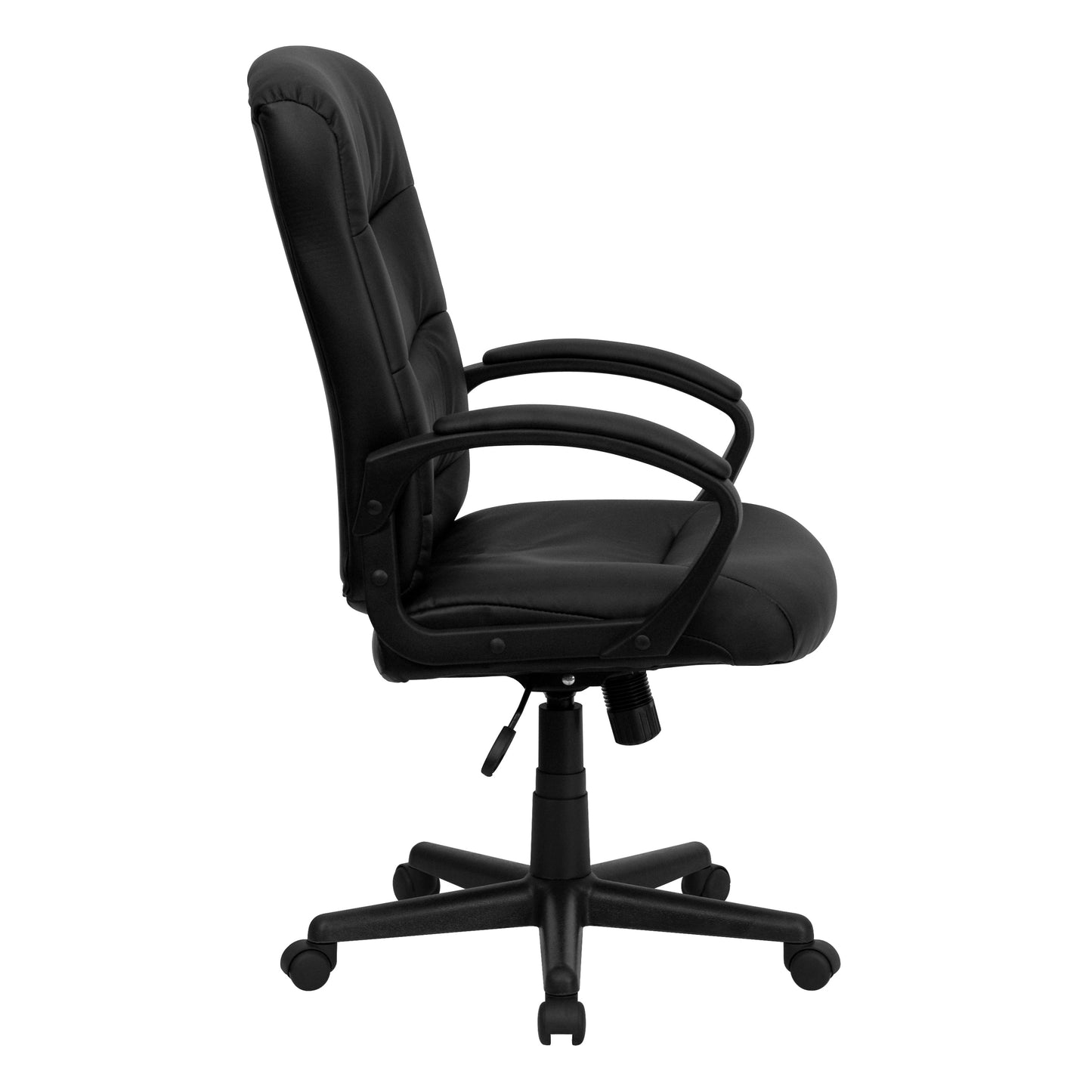 Black Mid-Back Task Chair GO-977-1-BK-LEA-GG