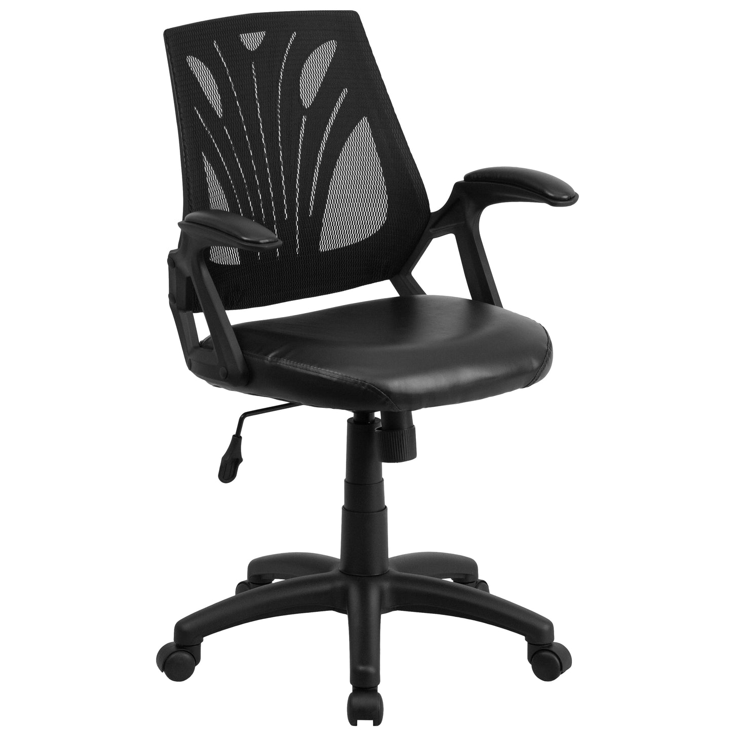 Black Mid-Back Leather Chair GO-WY-82-LEA-GG