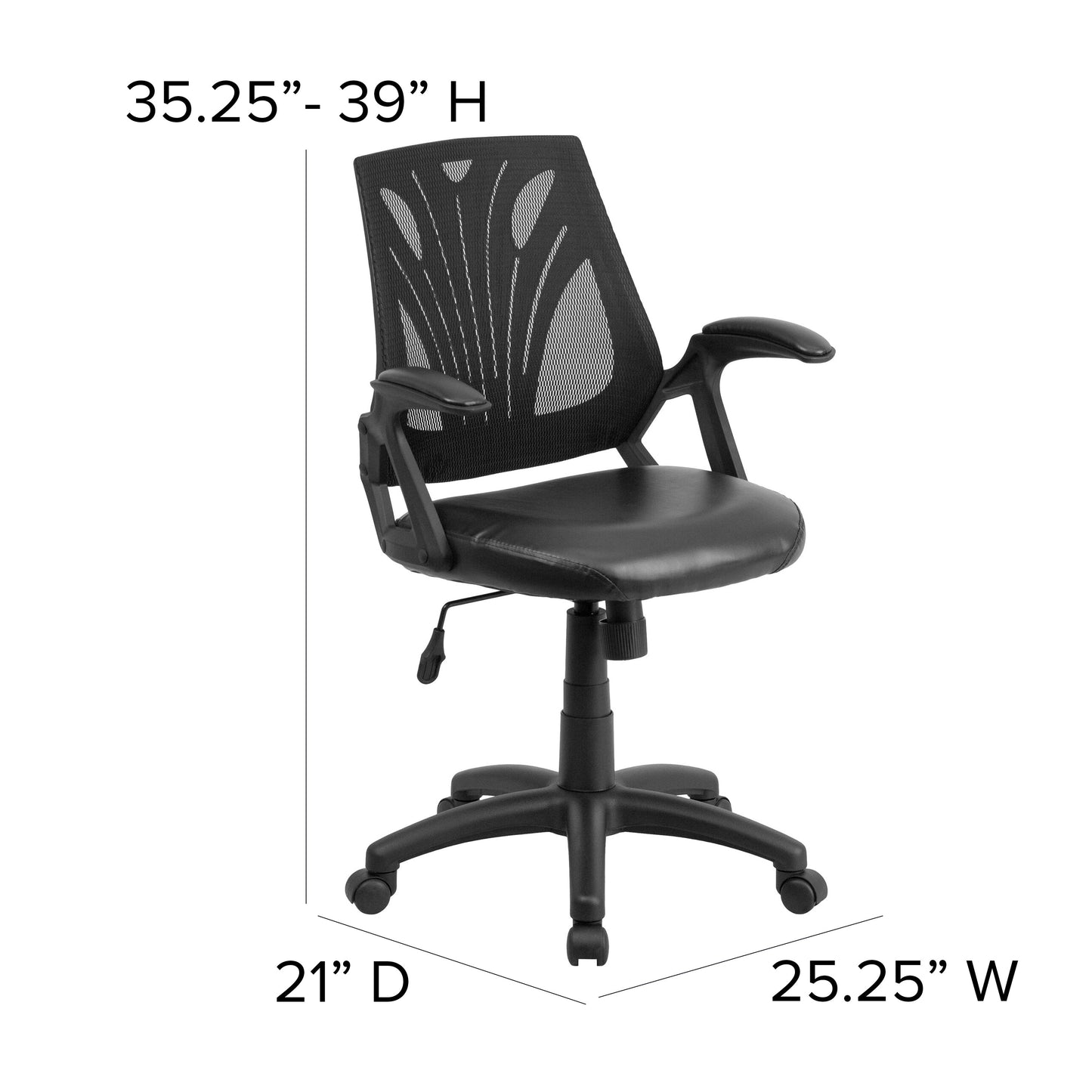 Black Mid-Back Leather Chair GO-WY-82-LEA-GG