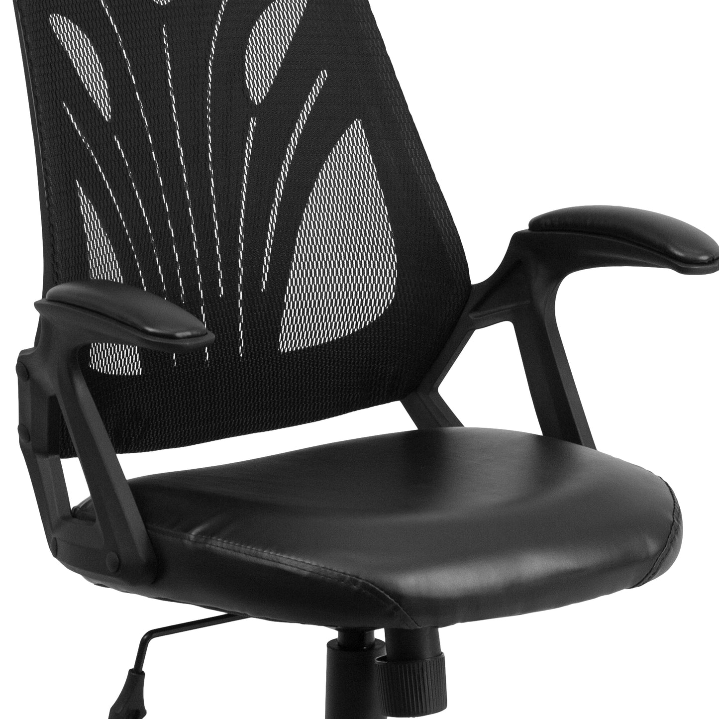 Black Mid-Back Leather Chair GO-WY-82-LEA-GG