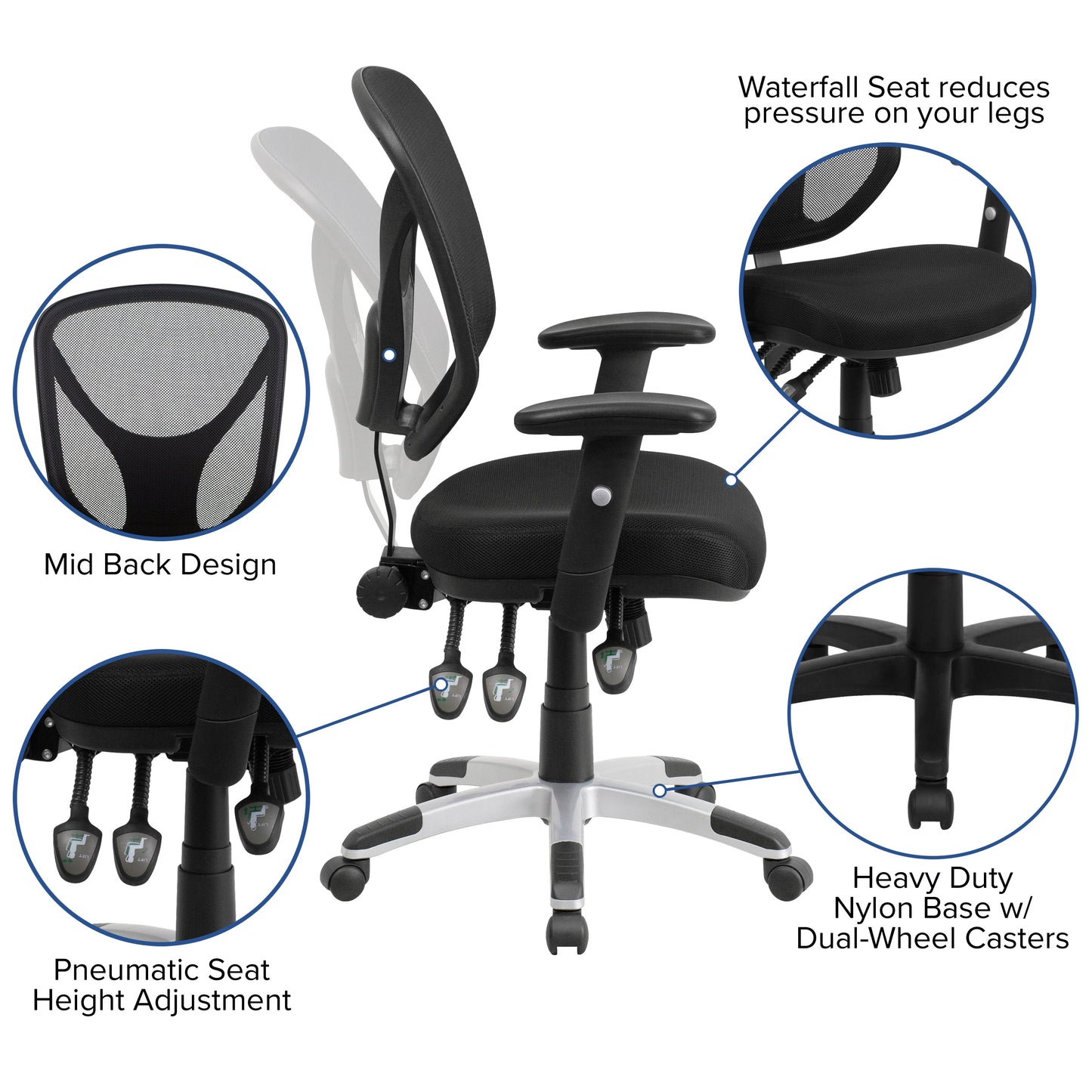 Black Mid-Back Task Chair GO-WY-89-GG