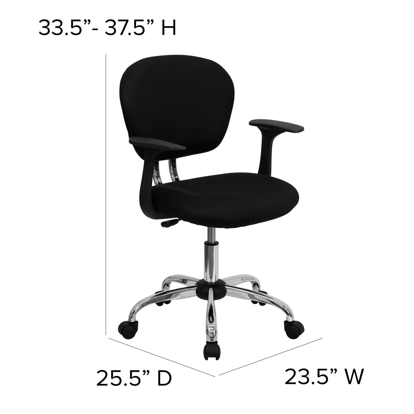 Black Mid-Back Task Chair H-2376-F-BK-ARMS-GG