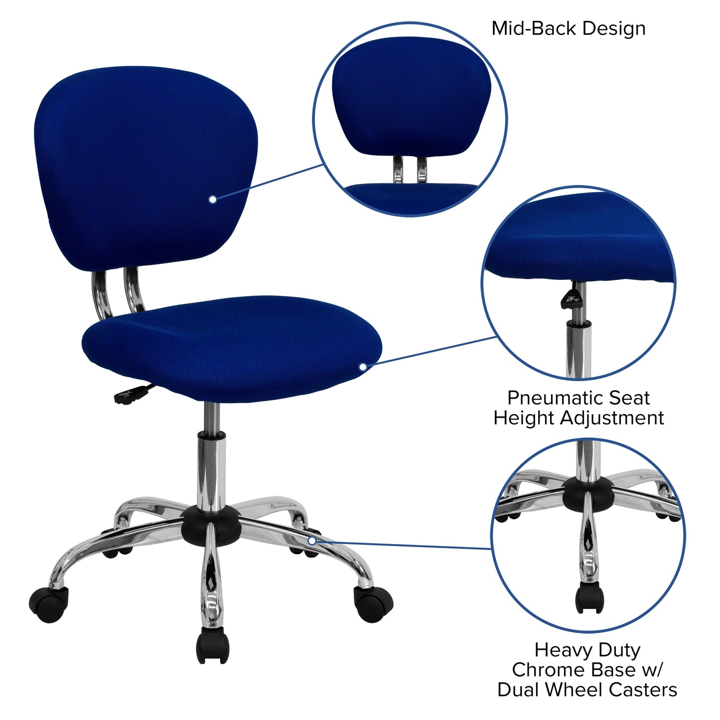 Blue Mid-Back Task Chair H-2376-F-BLUE-GG