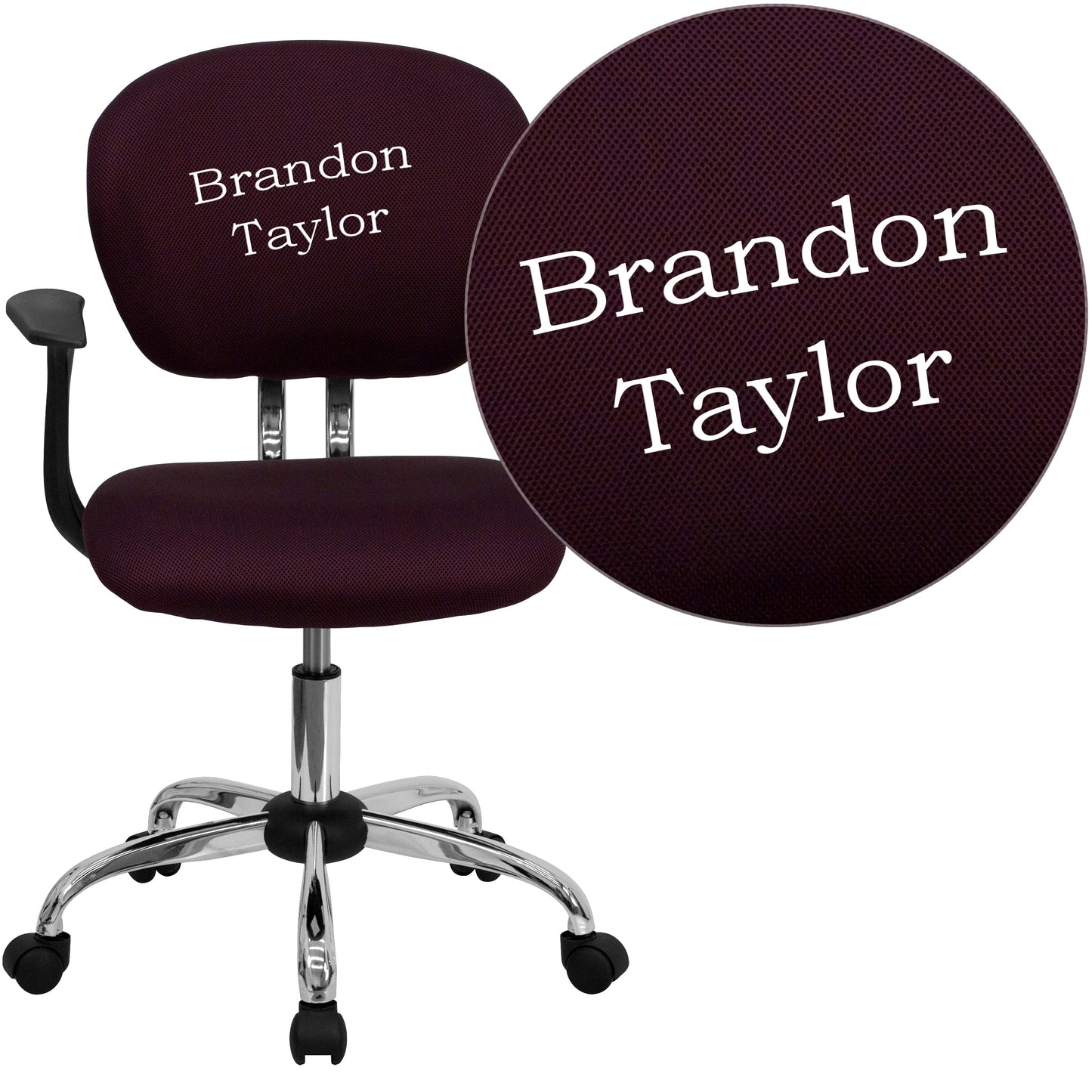 Burgundy Mid-Back Task Chair H-2376-F-BY-ARMS-TXTEMB-GG