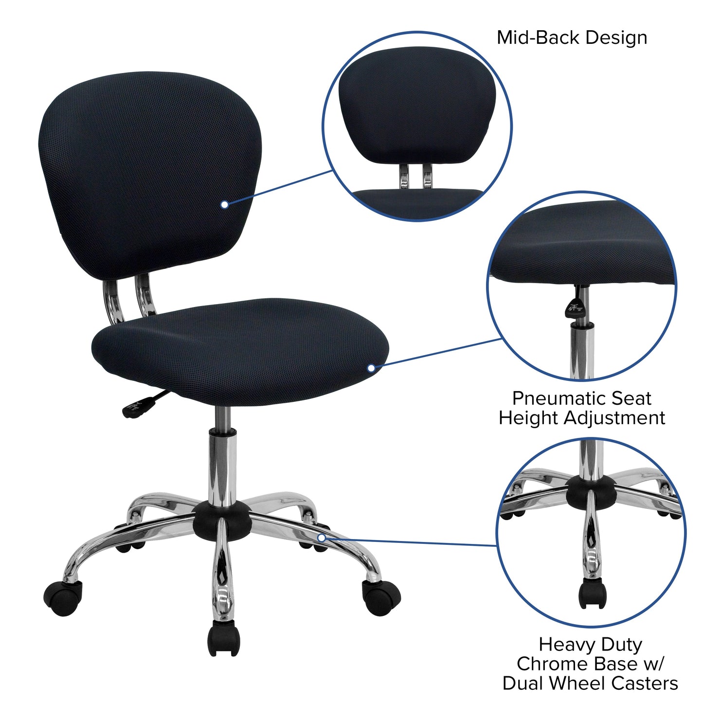 Gray Mid-Back Task Chair H-2376-F-GY-GG