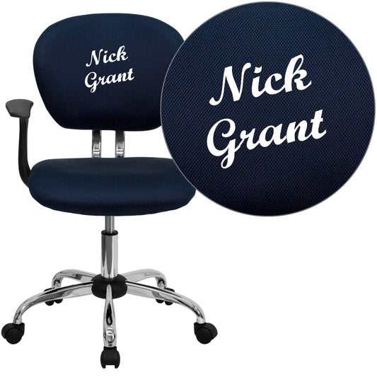 Navy Mid-Back Task Chair H-2376-F-NAVY-ARMS-TXTEMB-GG