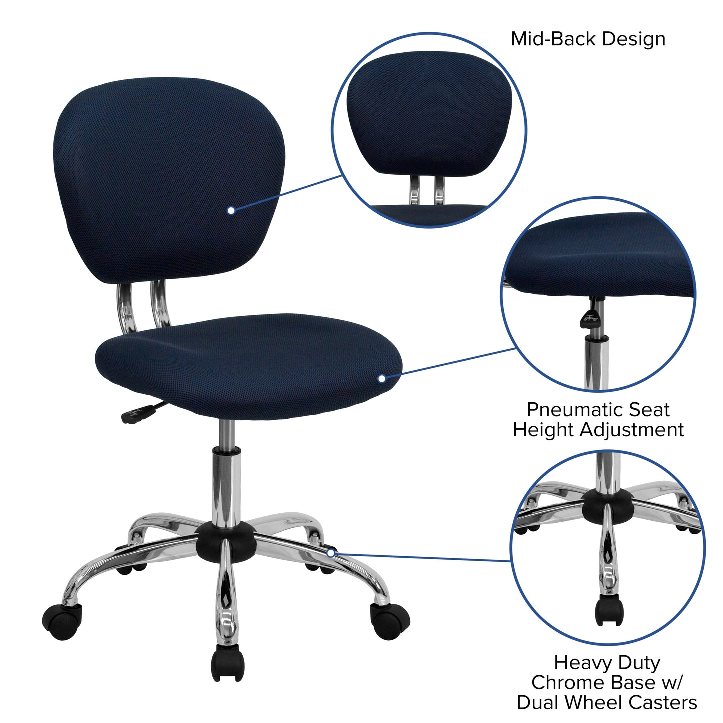 Navy Mid-Back Task Chair H-2376-F-NAVY-GG