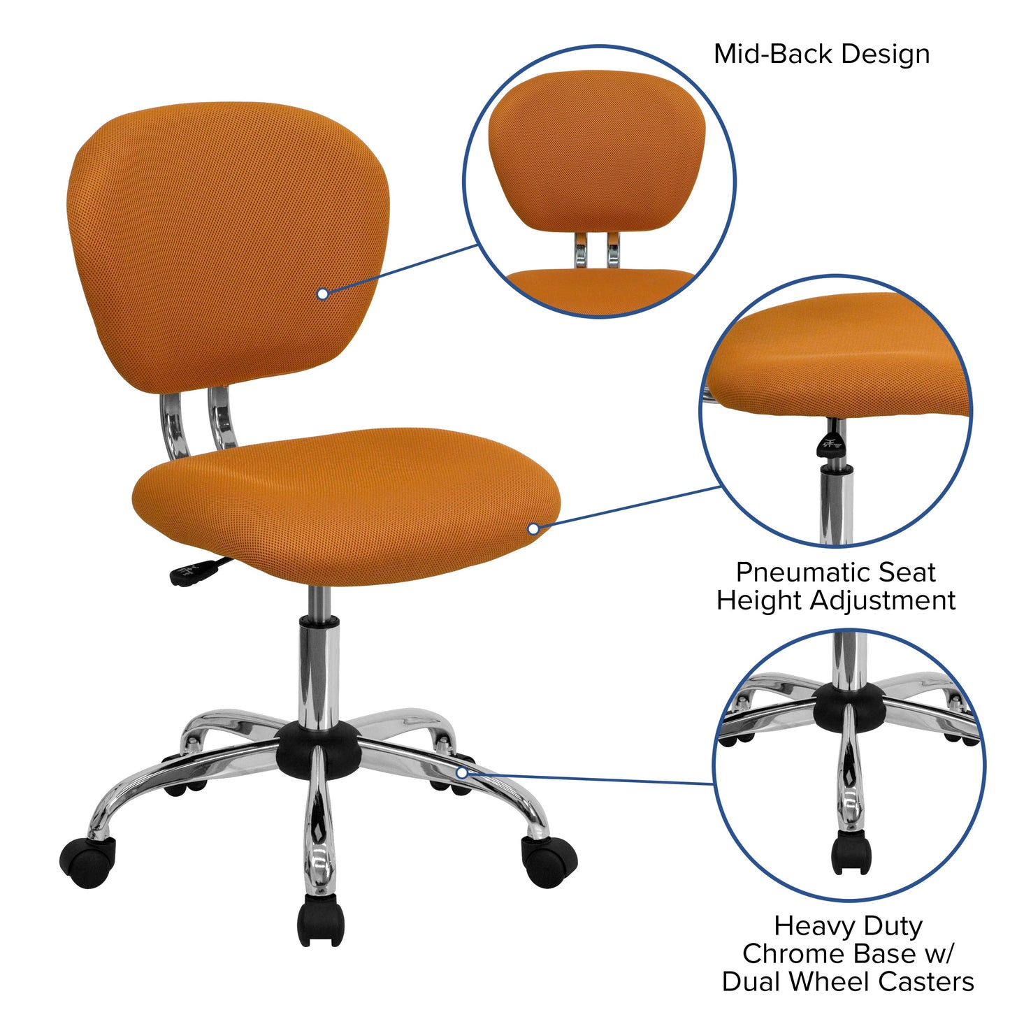 Orange Mid-Back Task Chair H-2376-F-ORG-GG