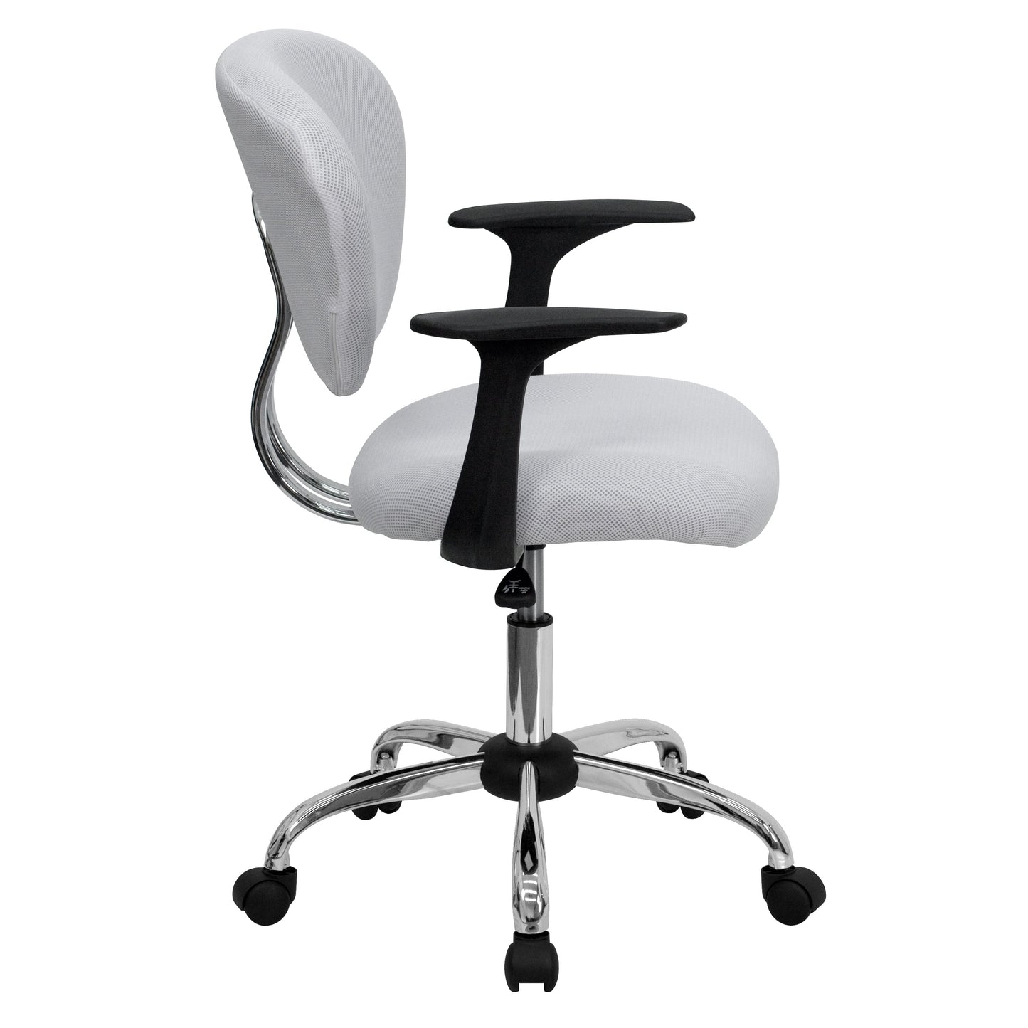 White Mid-Back Task Chair H-2376-F-WHT-ARMS-GG