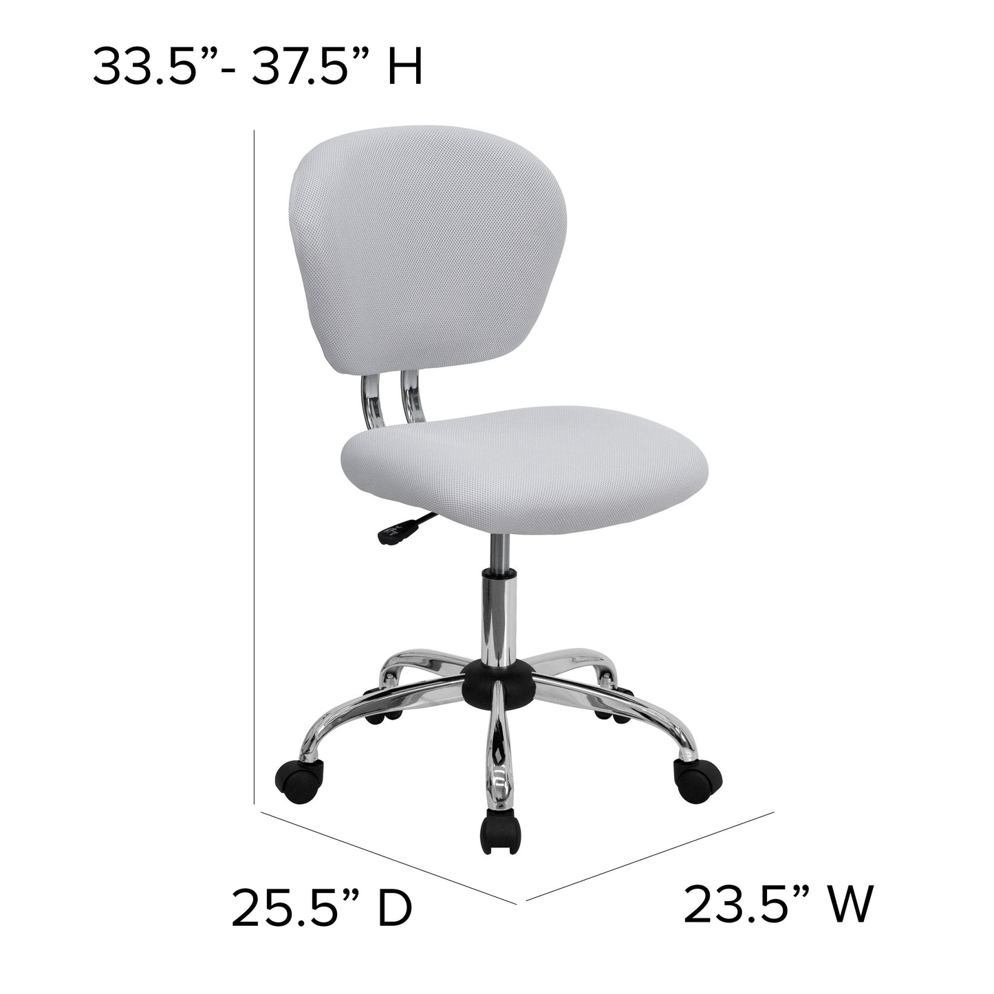 White Mid-Back Task Chair H-2376-F-WHT-GG