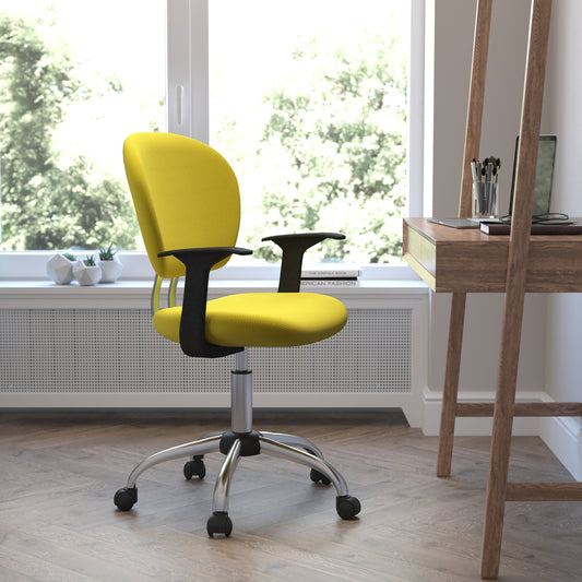 Yellow Mid-Back Task Chair H-2376-F-YEL-ARMS-GG