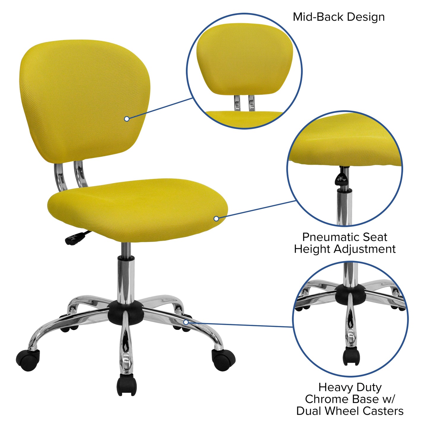 Yellow Mid-Back Task Chair H-2376-F-YEL-GG