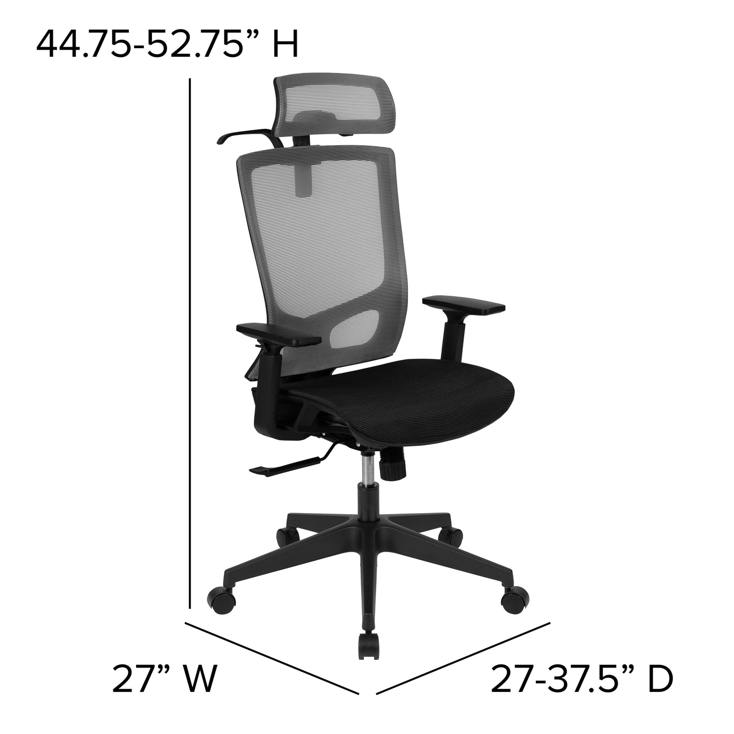 Gray/Black Mesh Office Chair H-2809-1KY-GY-GG