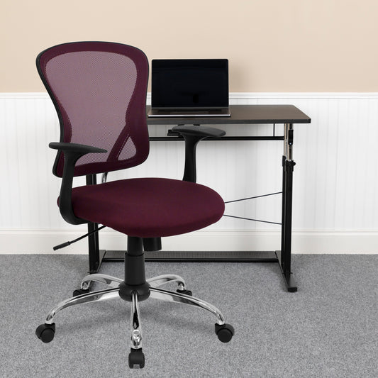 Burgundy Mid-Back Task Chair H-8369F-ALL-BY-GG