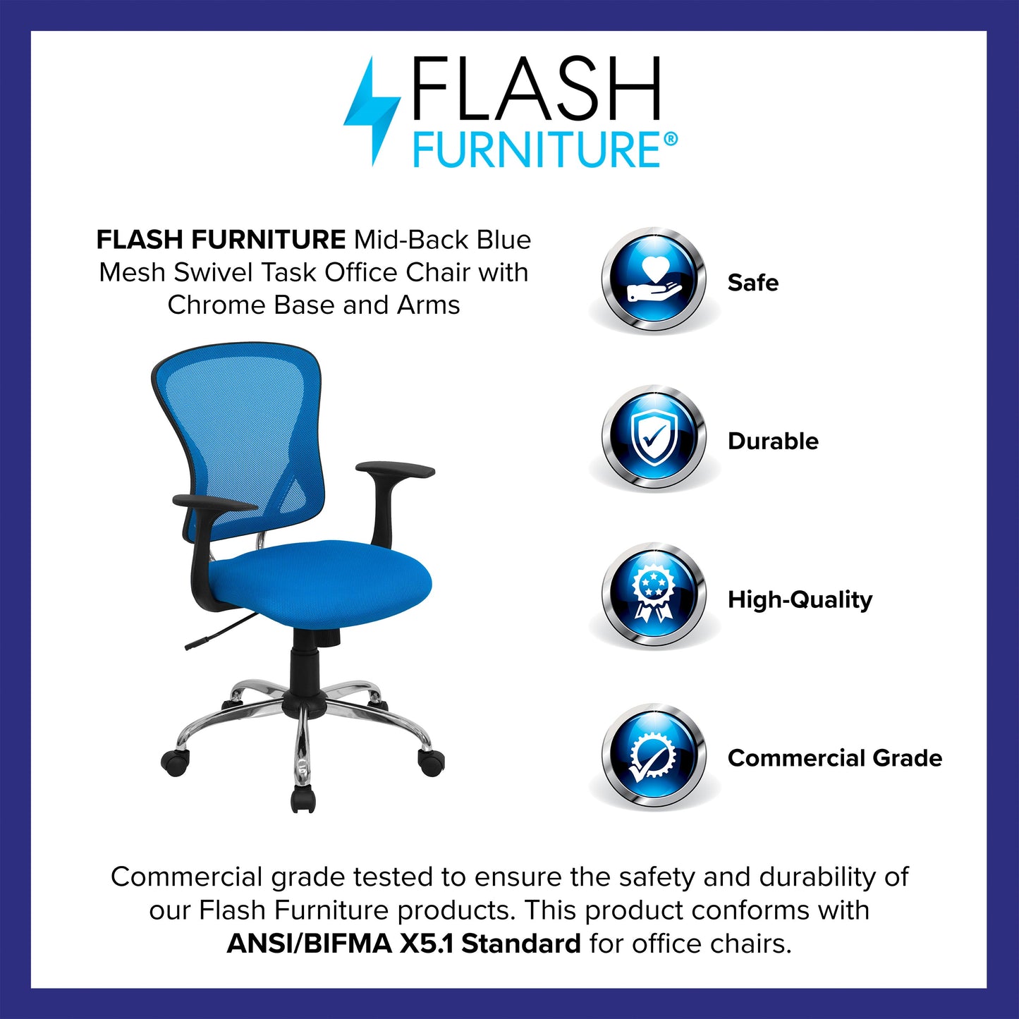 Blue Mid-Back Task Chair H-8369F-BL-GG