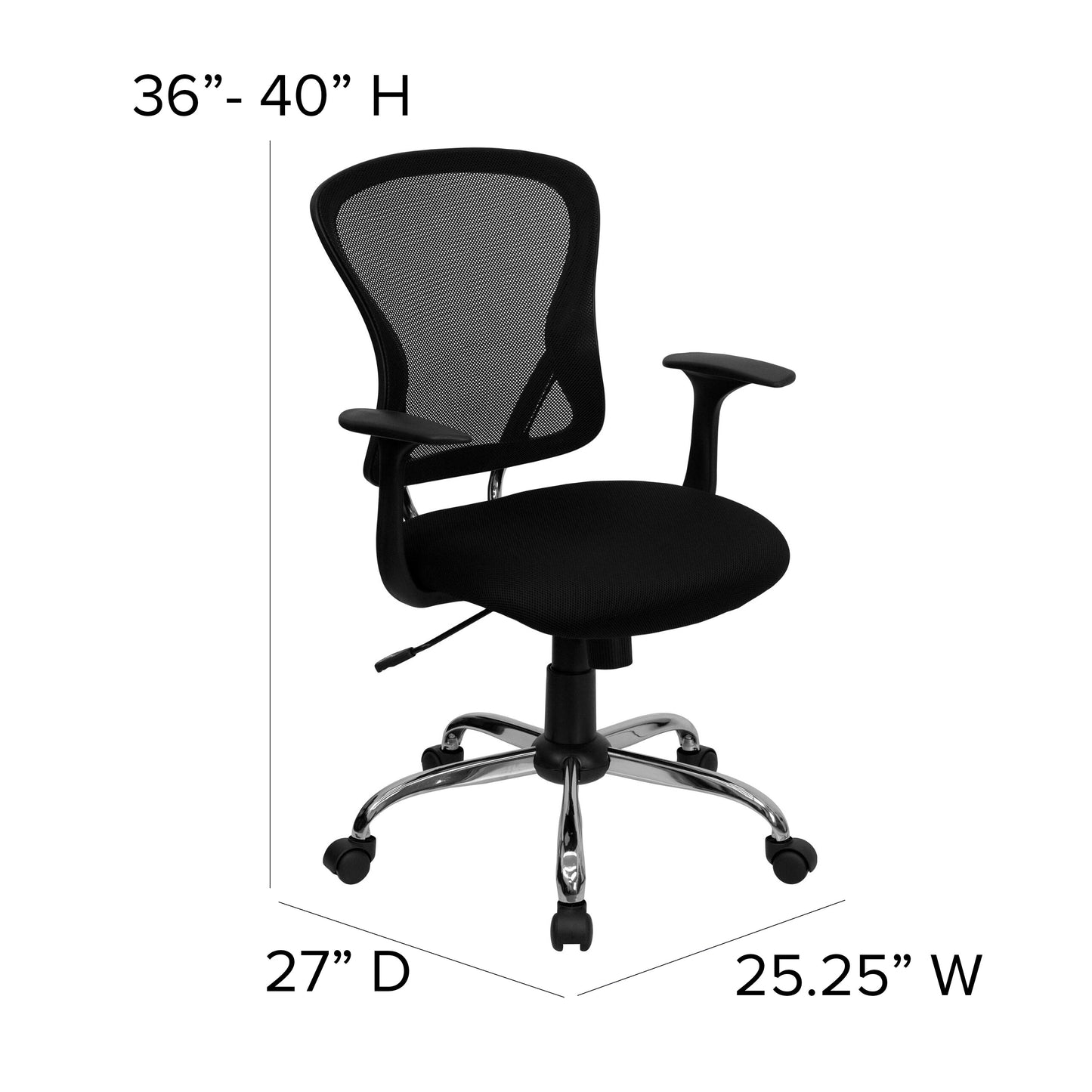 Black Mid-Back Task Chair H-8369F-BLK-GG