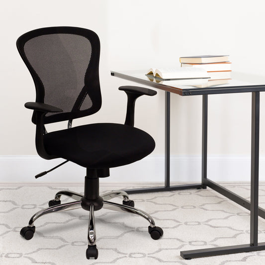 Black Mid-Back Task Chair H-8369F-BLK-GG