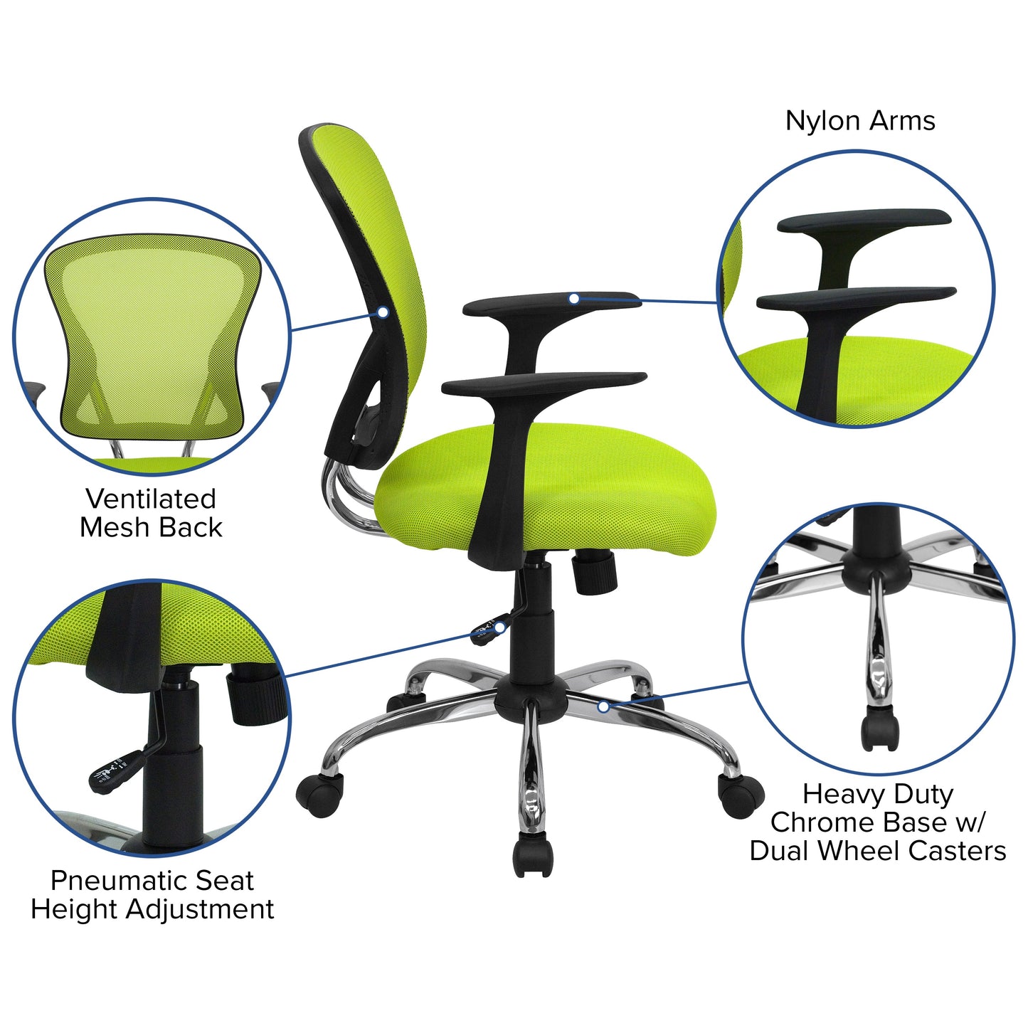 Green Mid-Back Task Chair H-8369F-GN-GG