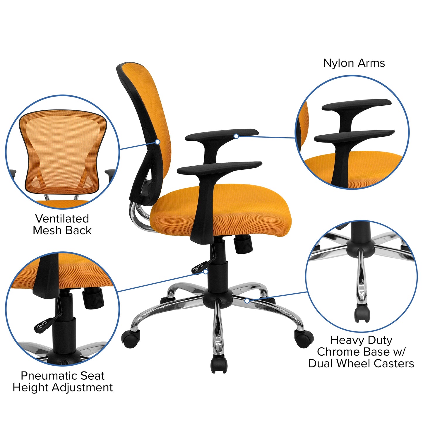 Orange Mid-Back Task Chair H-8369F-ORG-GG