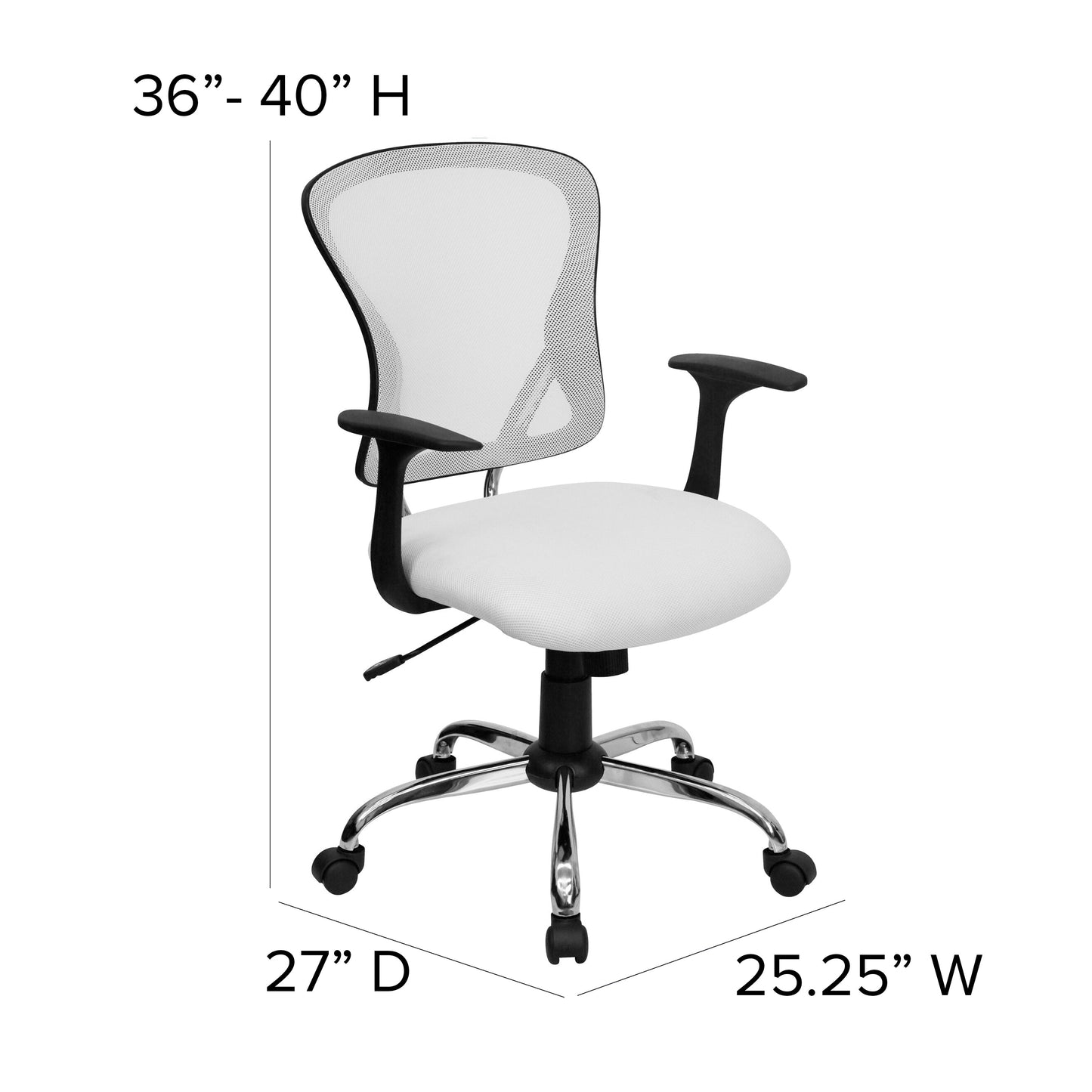 White Mid-Back Task Chair H-8369F-WHT-GG