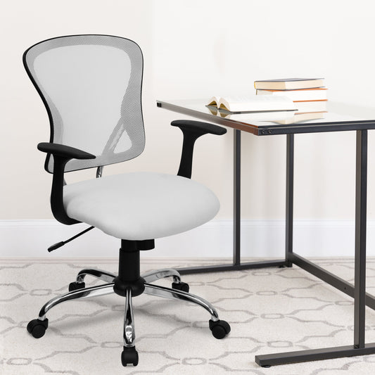 White Mid-Back Task Chair H-8369F-WHT-GG