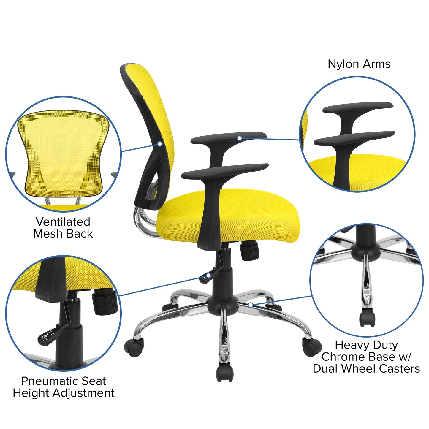 Yellow Mid-Back Task Chair H-8369F-YEL-GG