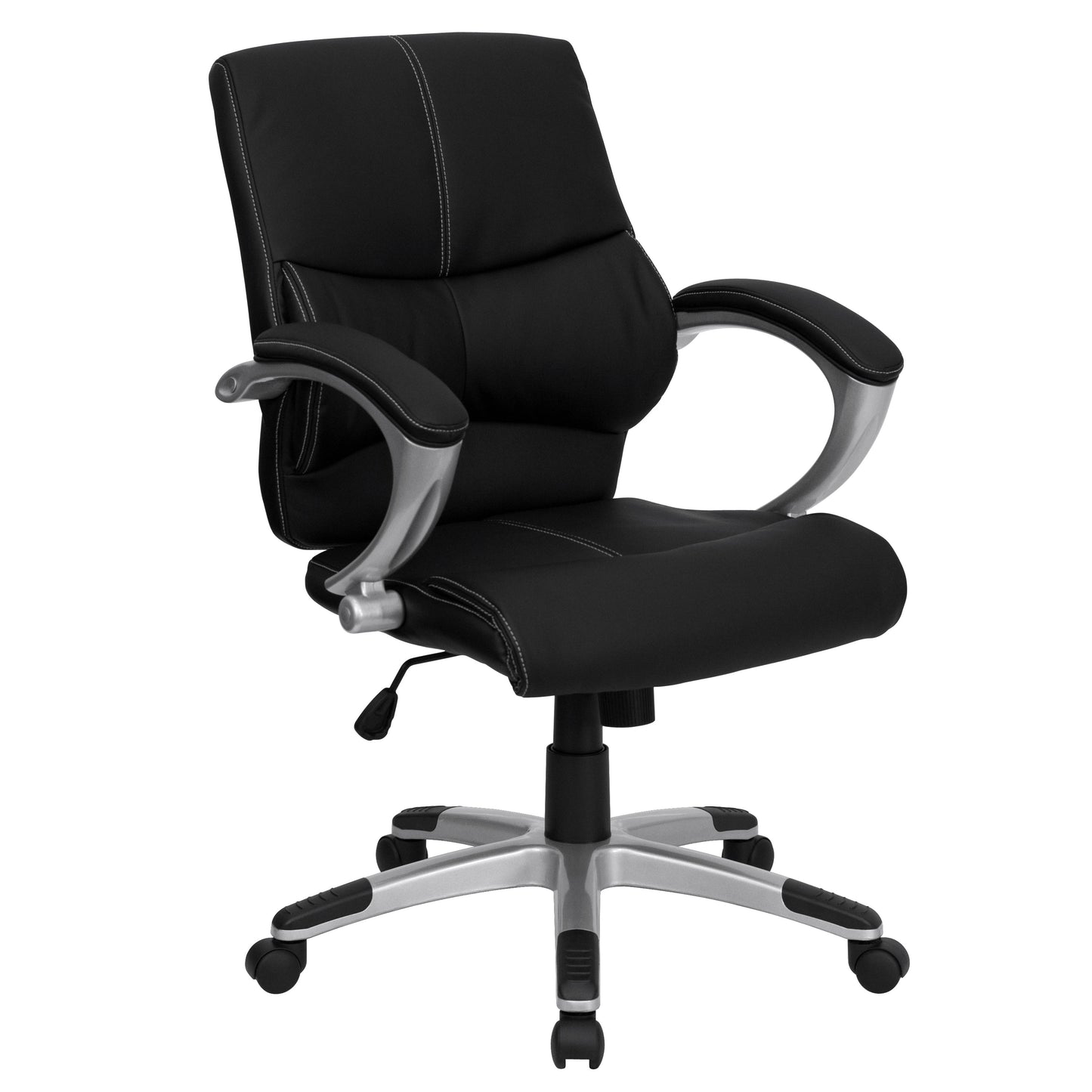 Black Mid-Back Leather Chair H-9637L-2-MID-GG