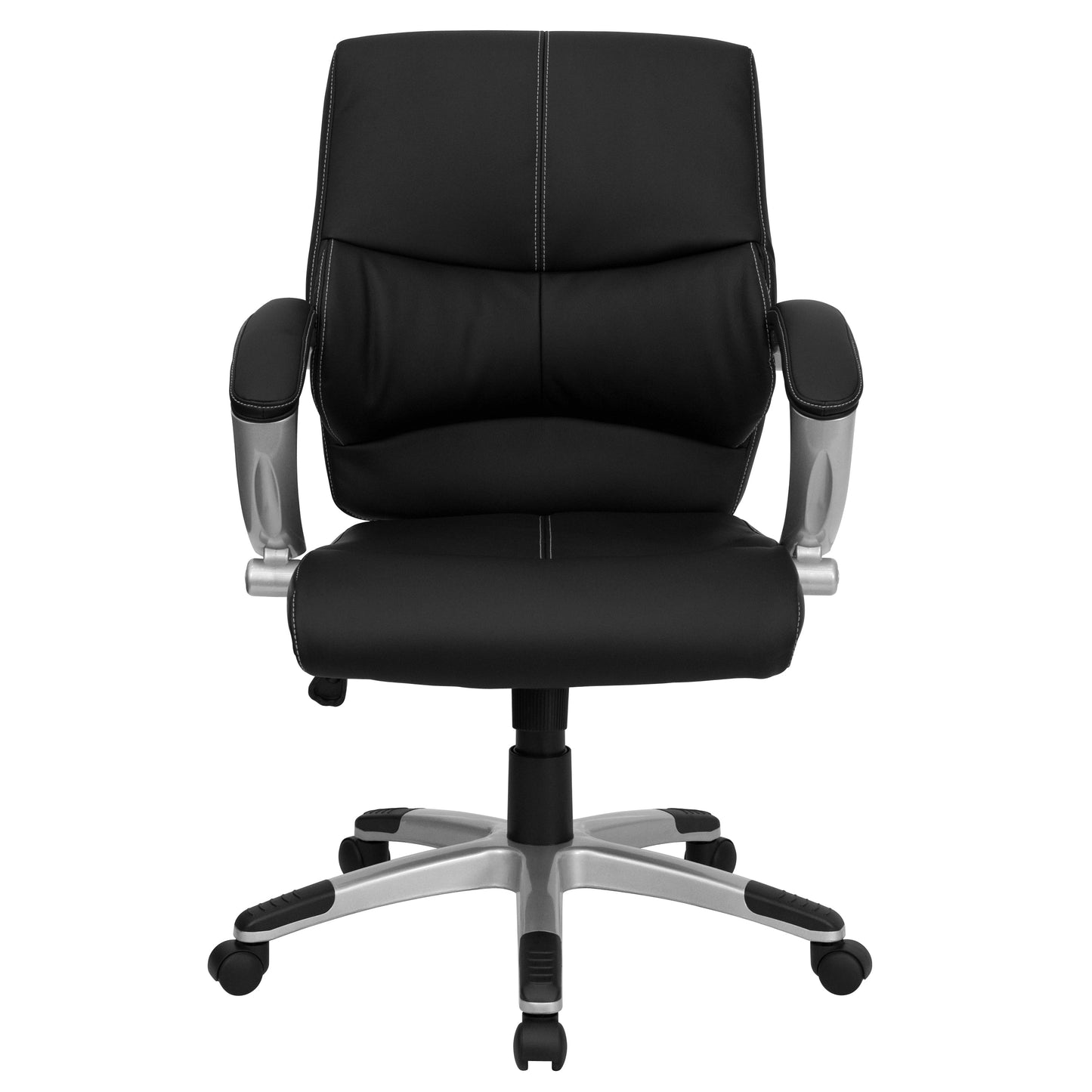 Black Mid-Back Leather Chair H-9637L-2-MID-GG