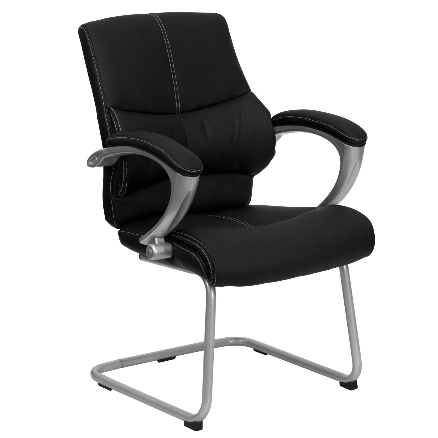 Black Leather Side Chair H-9637L-3-SIDE-GG