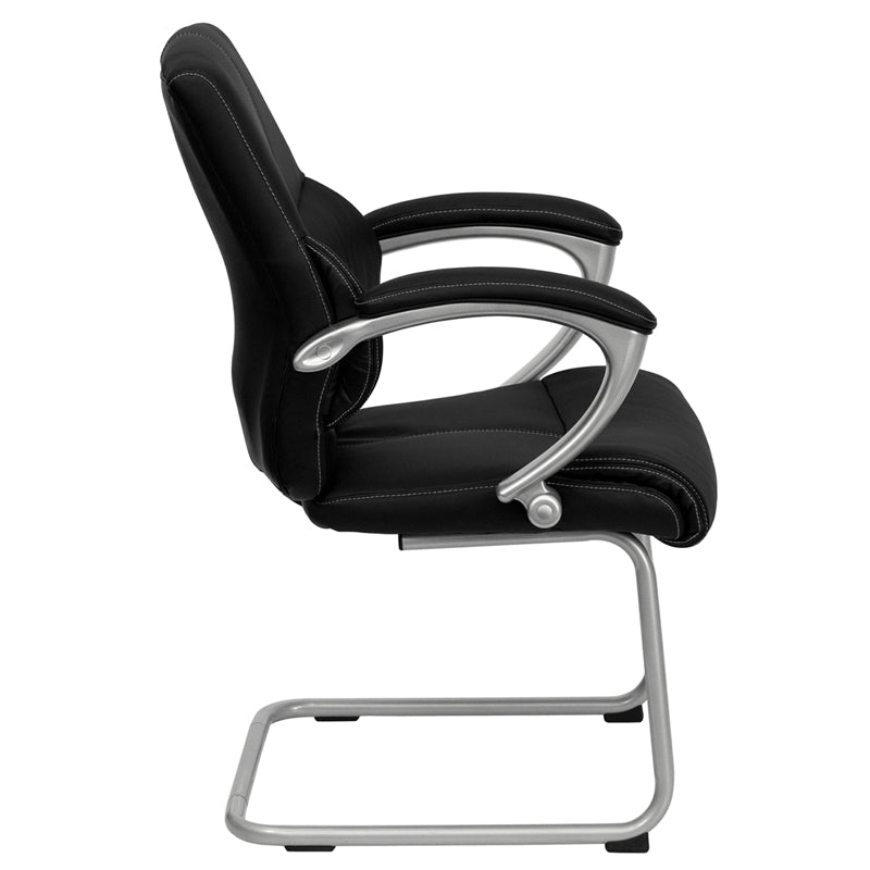 Black Leather Side Chair H-9637L-3-SIDE-GG