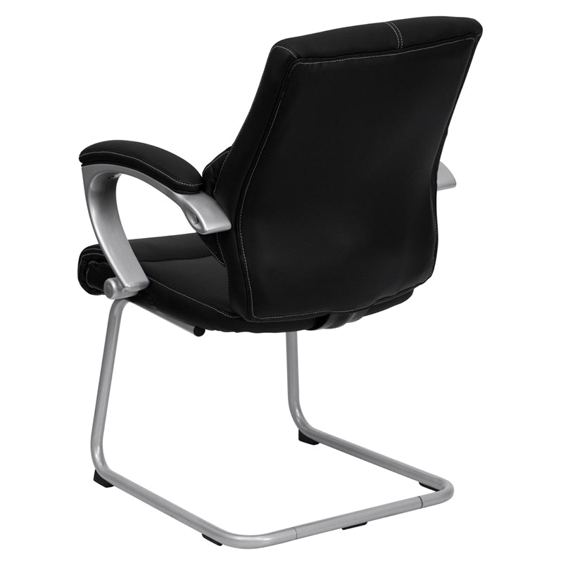 Black Leather Side Chair H-9637L-3-SIDE-GG