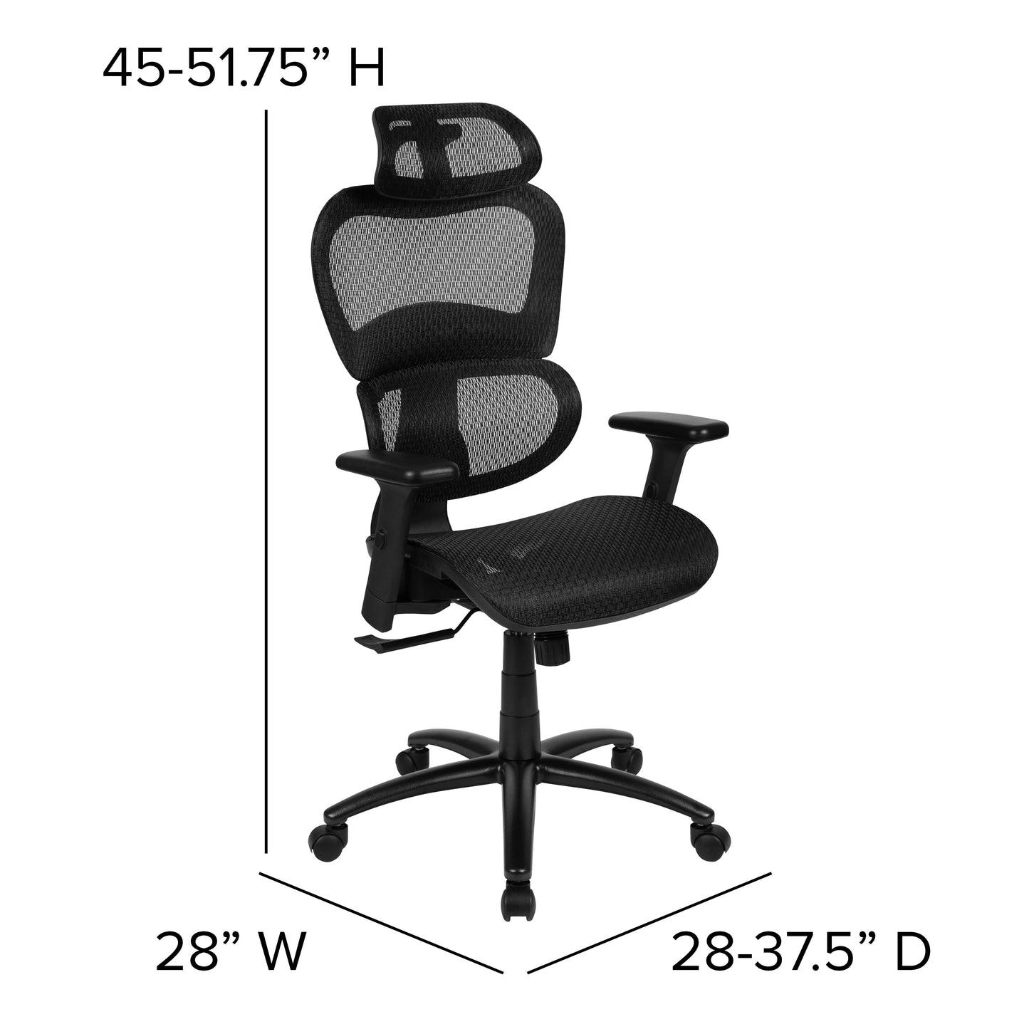 Black Mesh Office Chair H-LC-1388F-1K-BK-GG