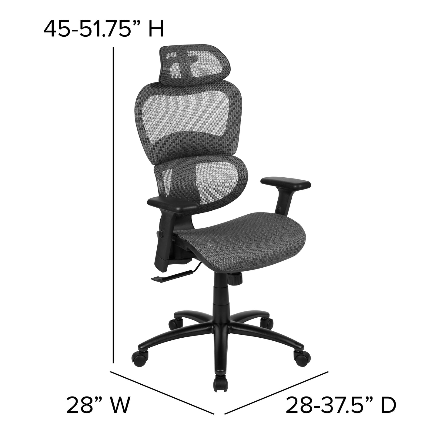 Gray Mesh Office Chair H-LC-1388F-1K-GY-GG