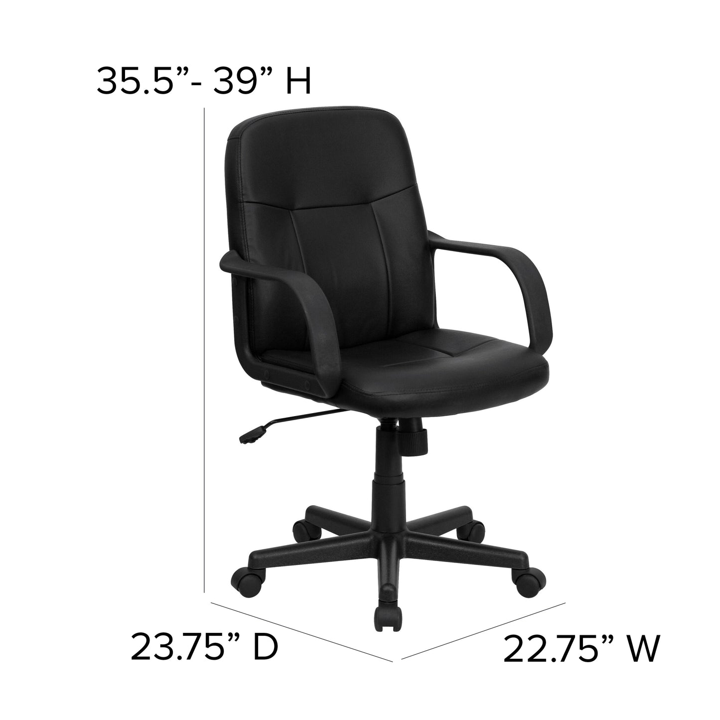 Black Mid-Back Vinyl Chair H8020-GG