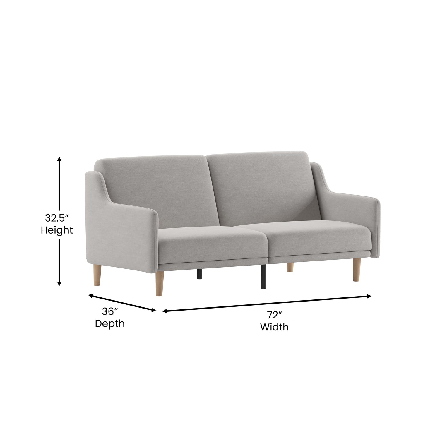 Gray Faux Linen Sofa Futon HC-1035-GY-GG