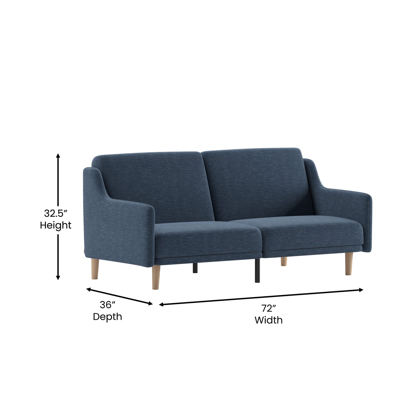 Navy Faux Linen Sofa Futon HC-1035-NV-GG