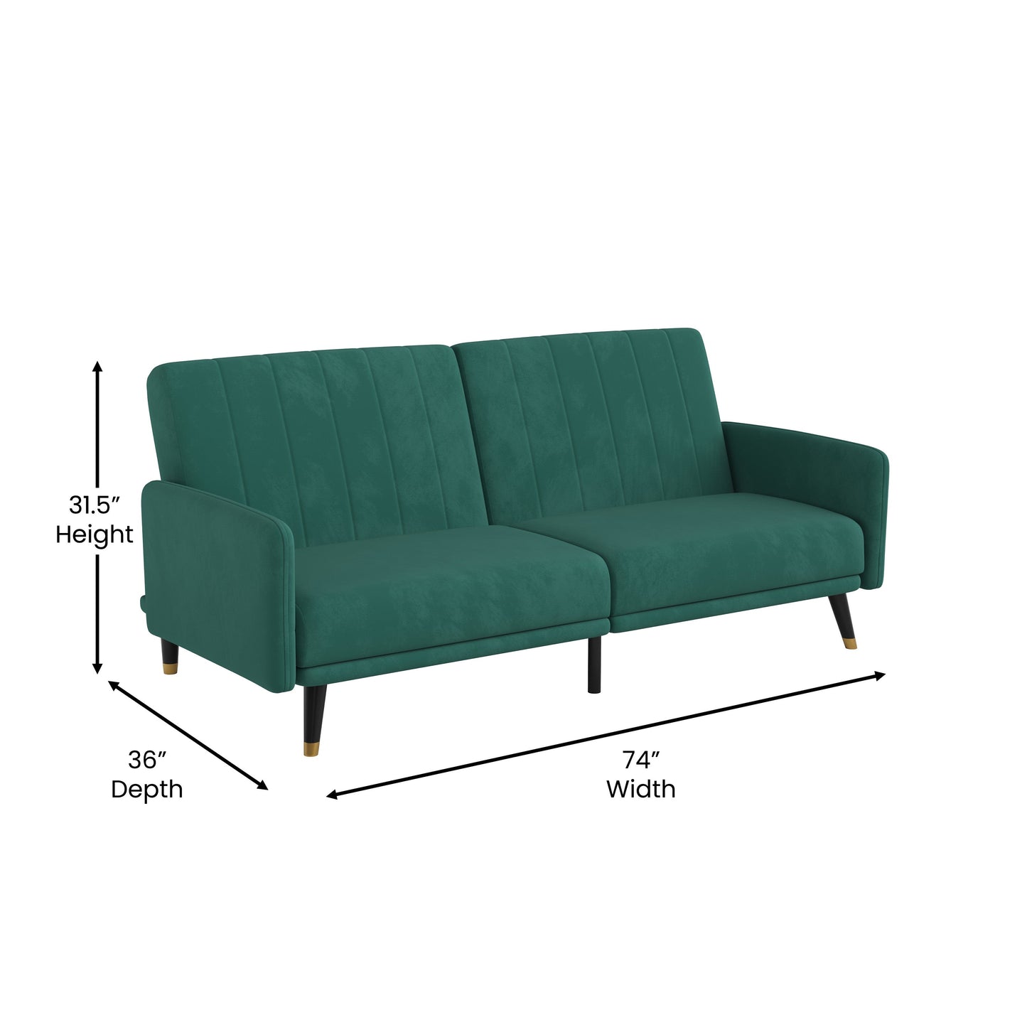 Emerald Velvet Futon Sofa HC-1044-GN-GG