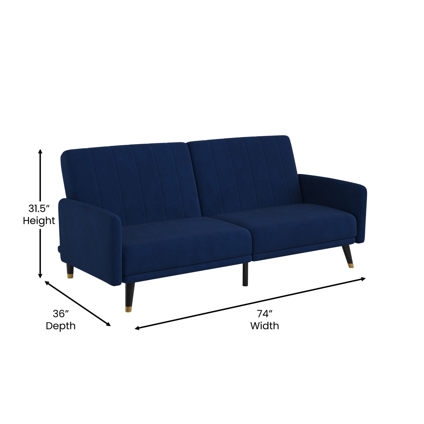 Navy Velvet Futon Sofa HC-1044-NV-GG