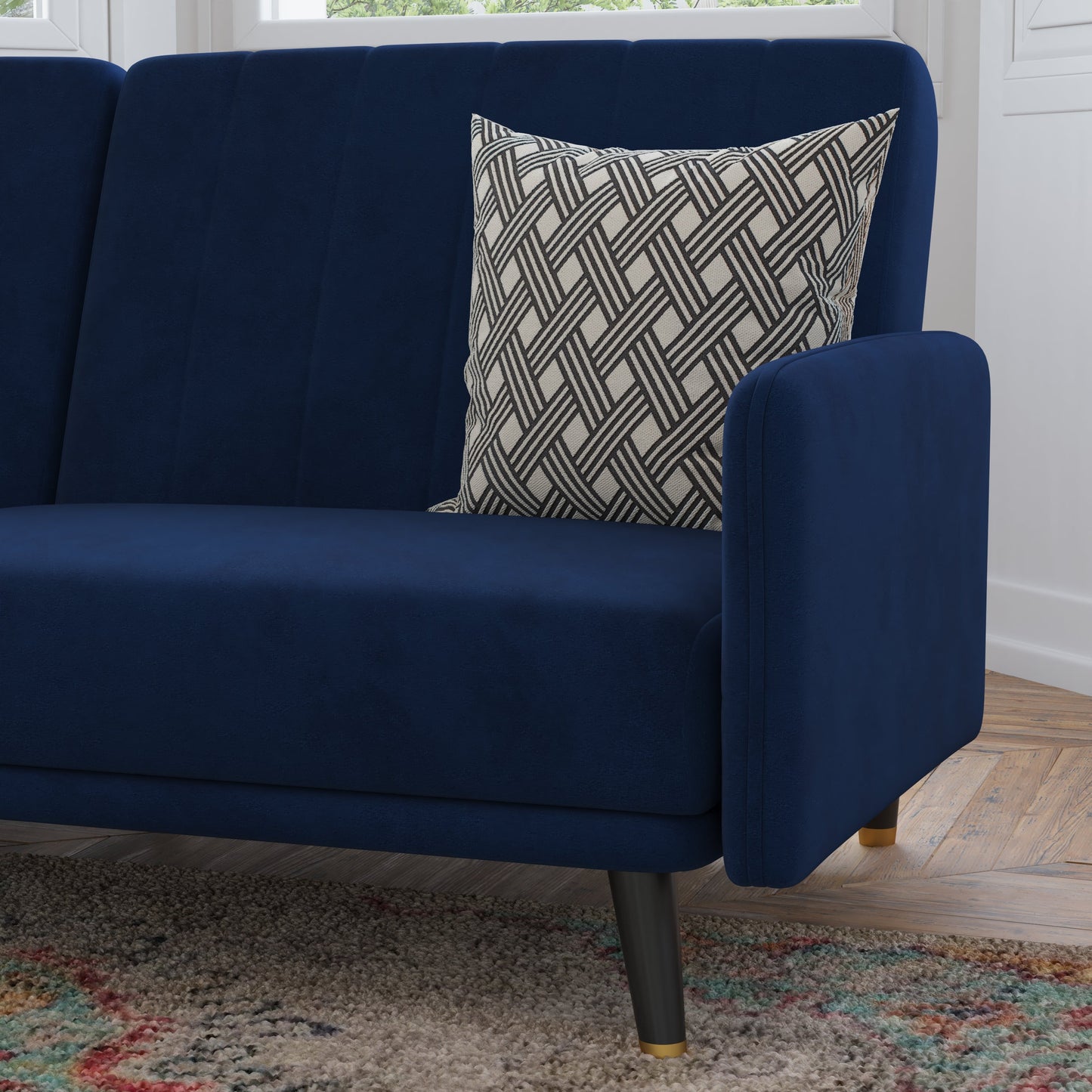 Navy Velvet Futon Sofa HC-1044-NV-GG