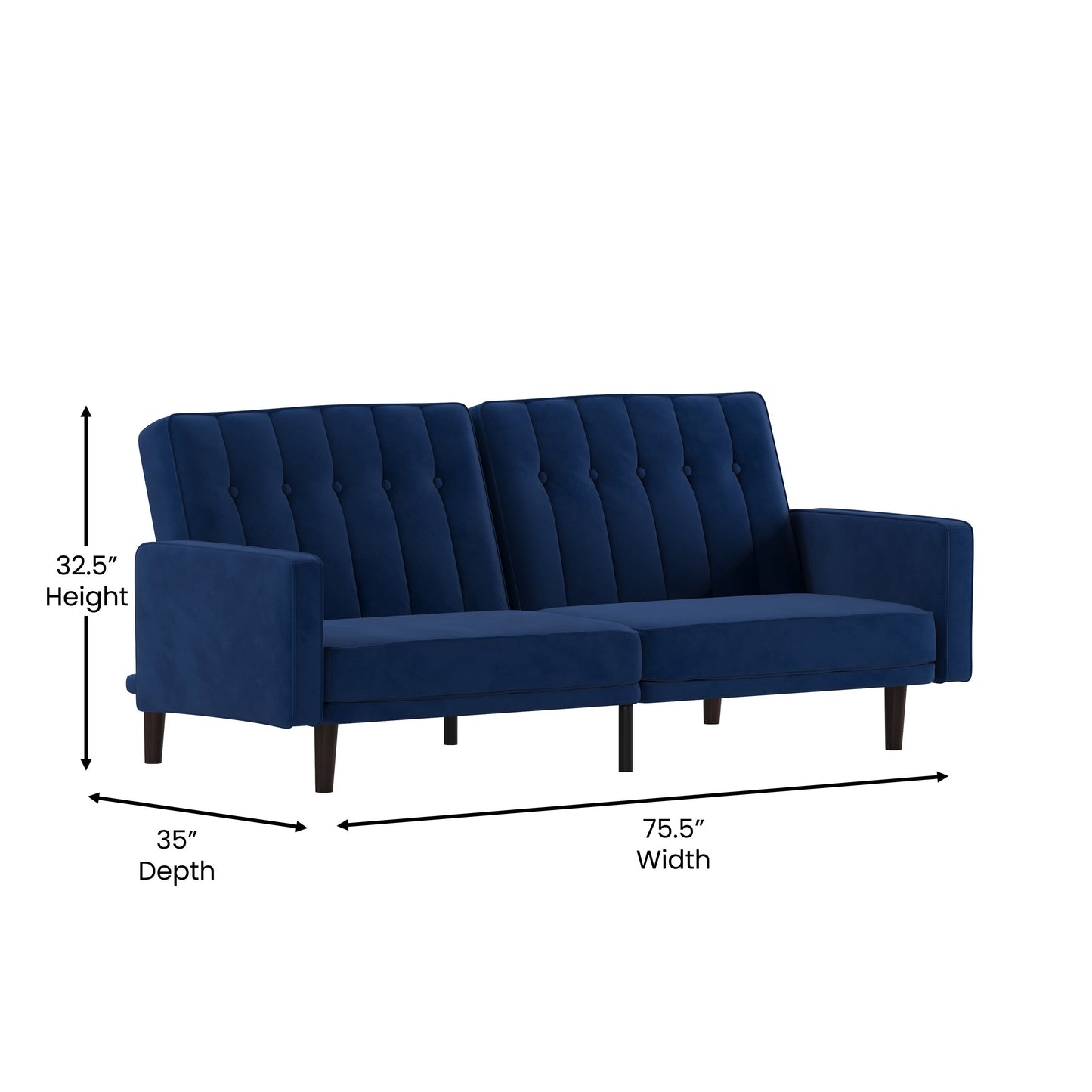 Navy Velvet Futon Sofa HC-1060-NV-GG